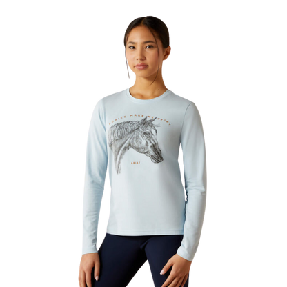 Ariat Youth Girl’s Happy Long Sleeve Skyway Blue Tee Shirt