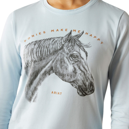 Ariat Youth Girl’s Happy Long Sleeve Skyway Blue Tee Shirt