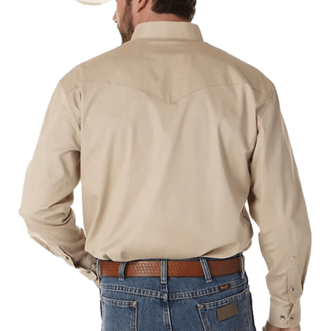 Wrangler Men's Solid Twill Tan Shirt