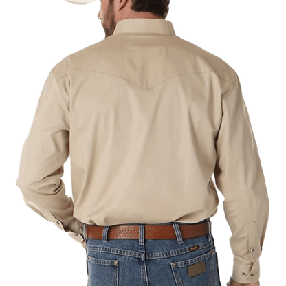 Wrangler Men's Solid Twill Tan Shirt