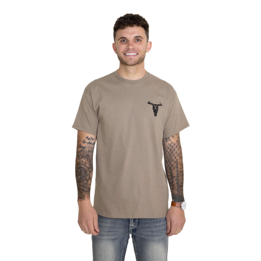 Changes Men's Yellowstone Cattle Skull Light Brown Tee Shirt