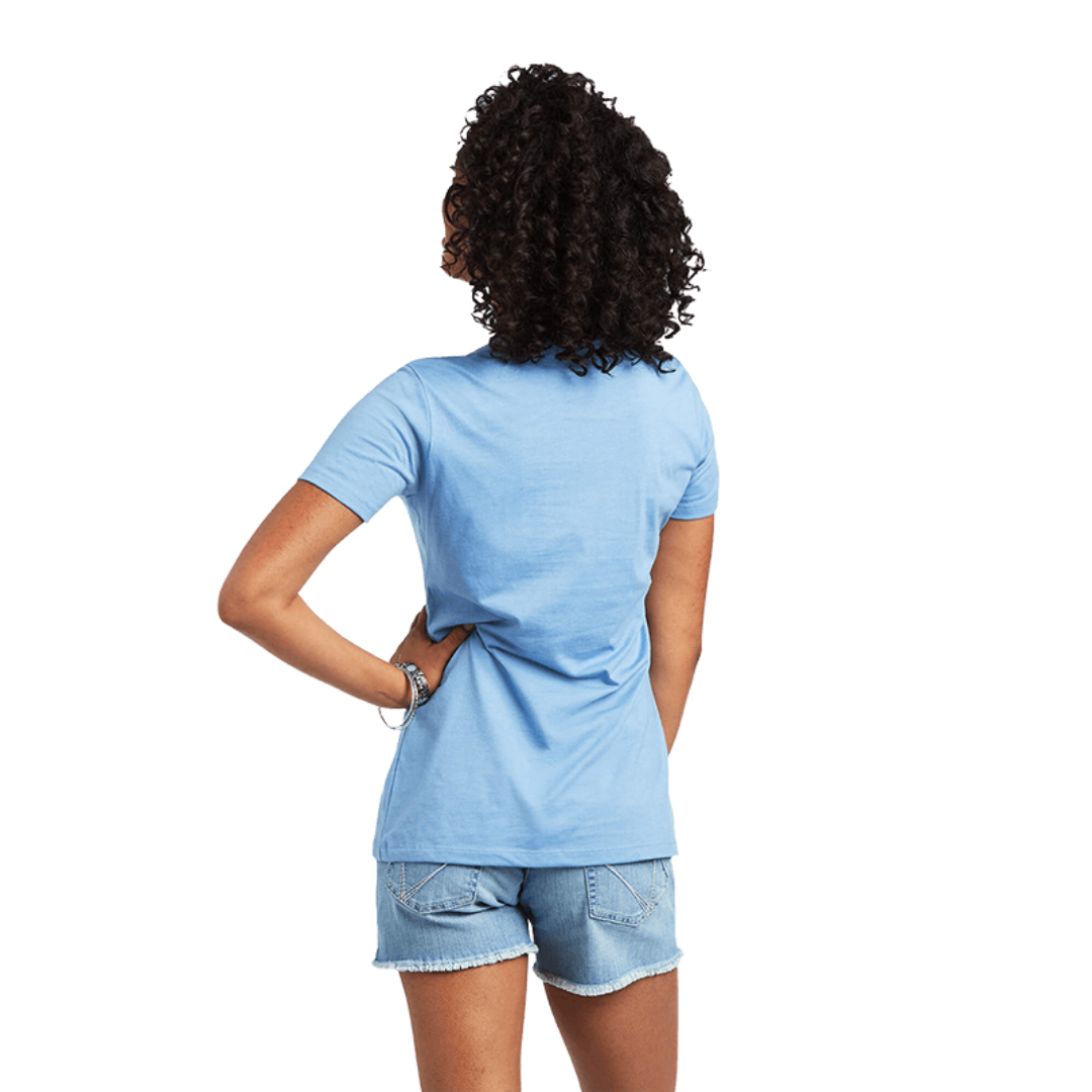 Ariat Women's Rodeo Short Sleeve Heather Light Blue Tee Shirt