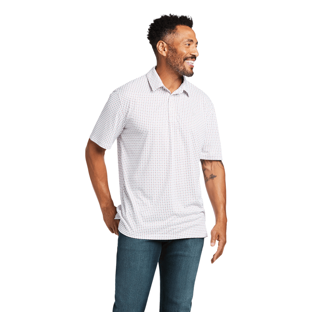 Ariat Men's All Over Print Polo White Shirt