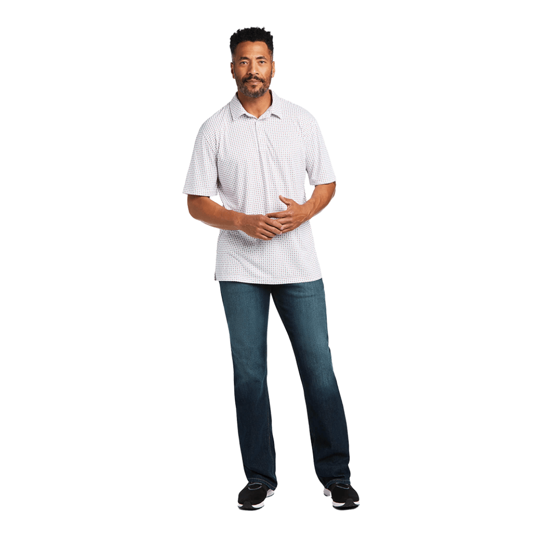 Ariat Men's All Over Print Polo White Shirt