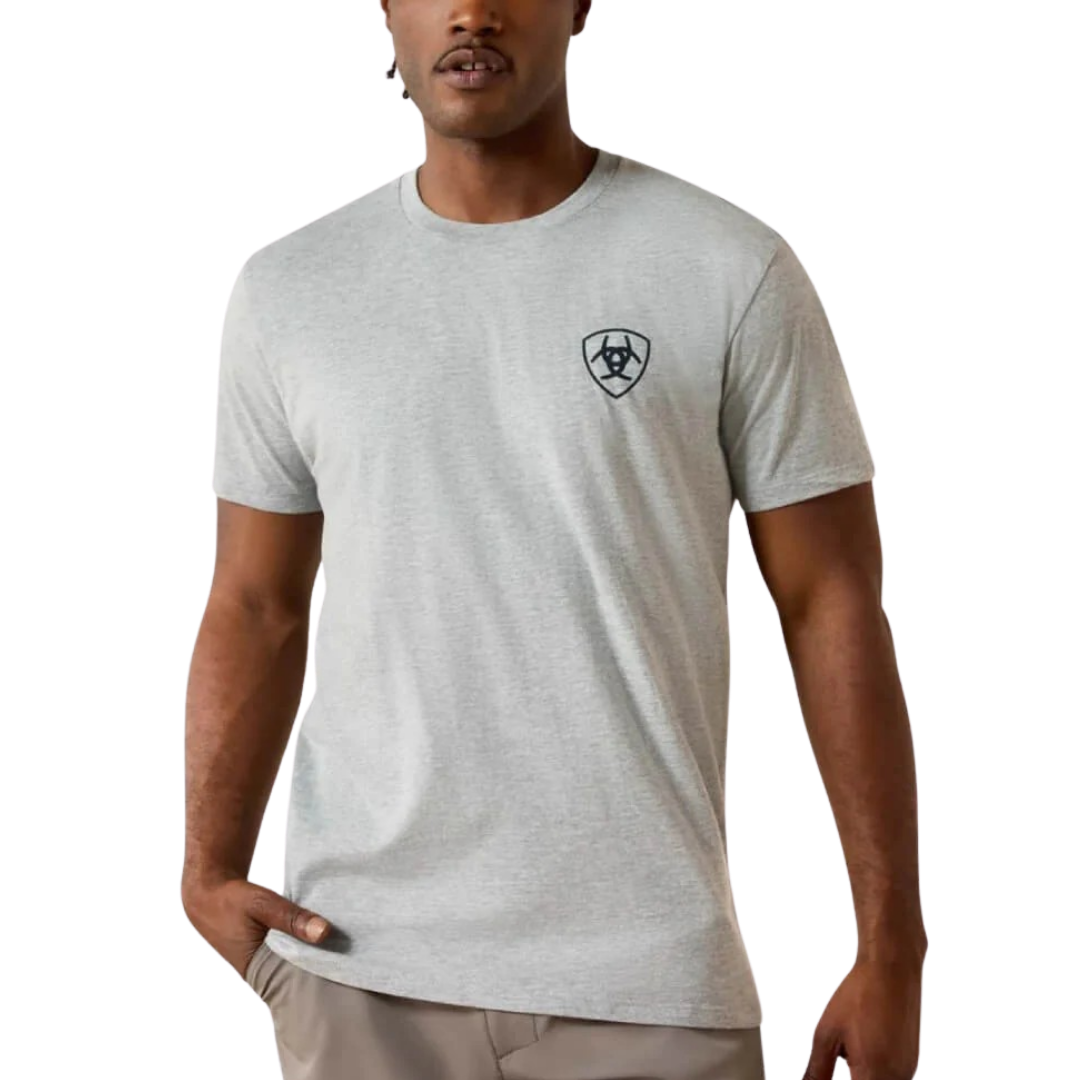 Ariat Men's Banner Badge Graphic Grey Heather Tee Shirt