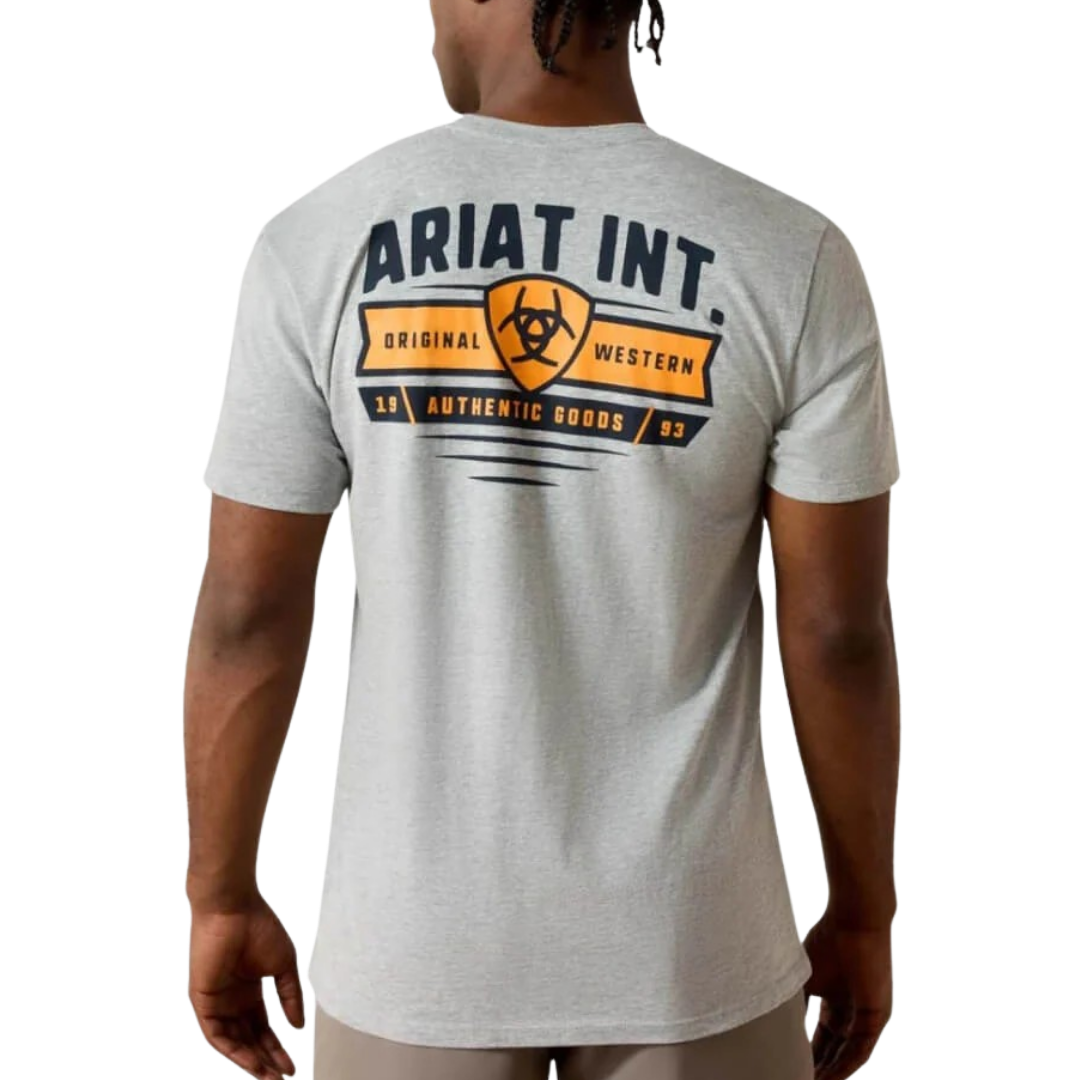 Ariat Men's Banner Badge Graphic Grey Heather Tee Shirt