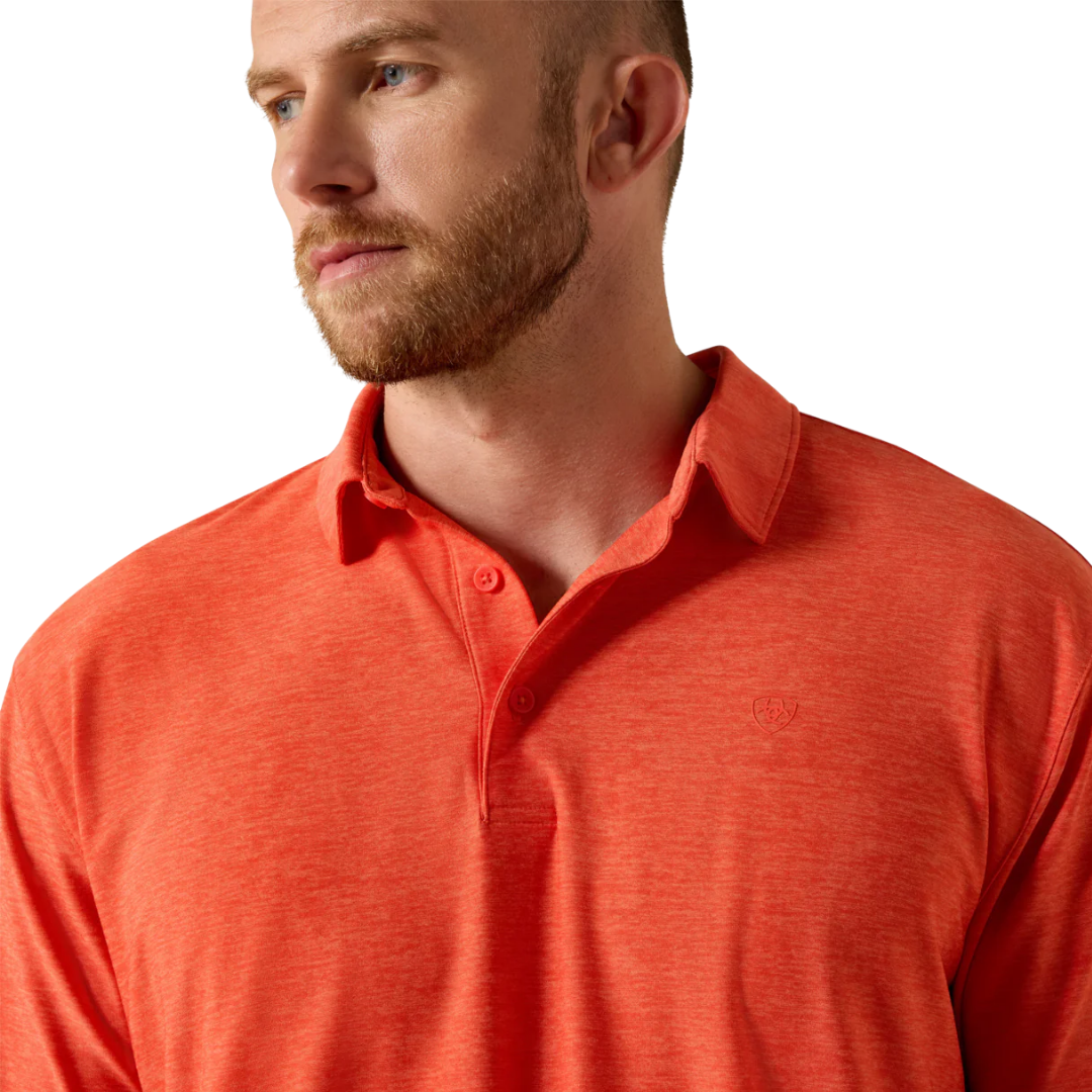 Ariat Men's Charger 2.0 Paprika Polo Orange Shirt