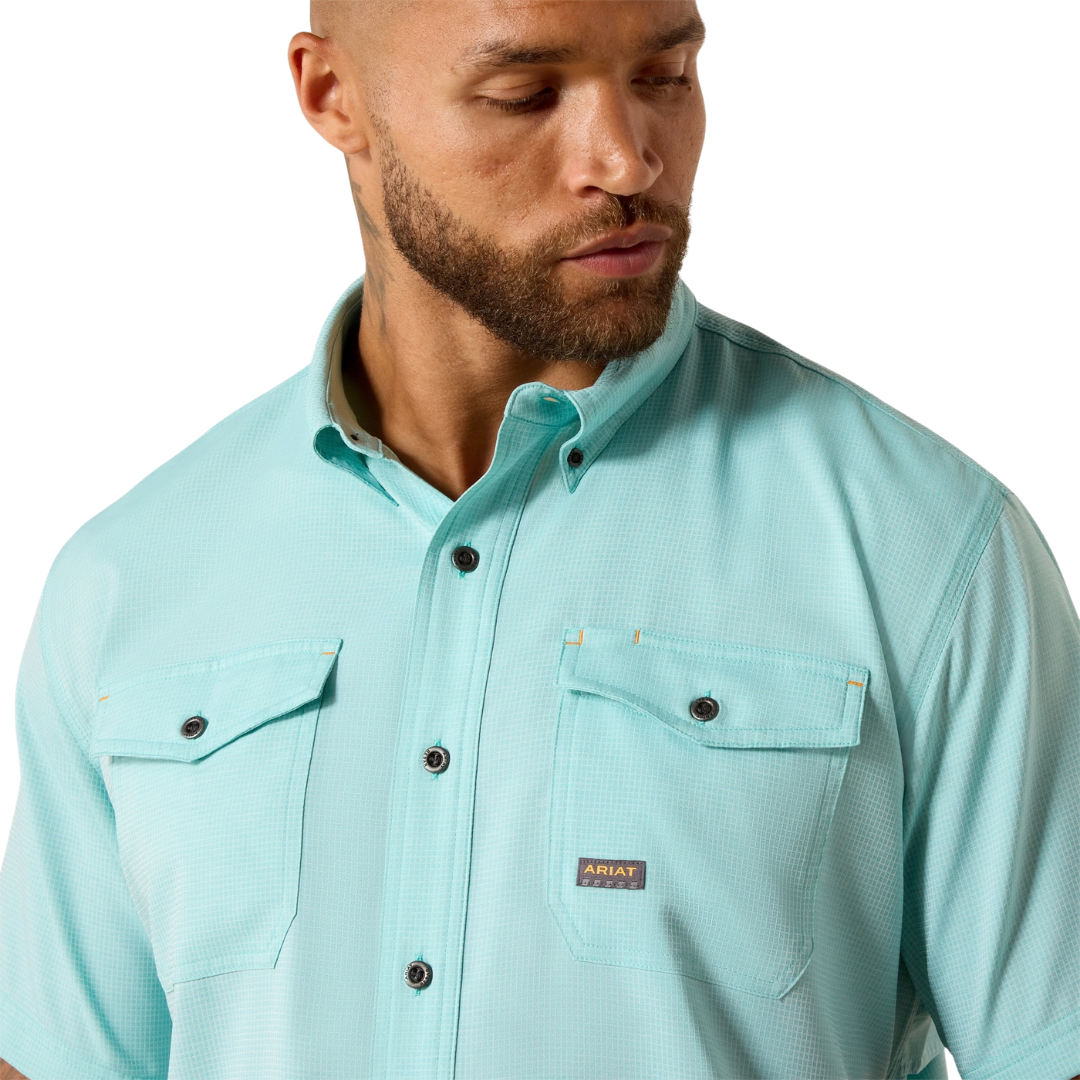 Ariat Men's VentTEK DuraStretch Work Blue Shirt