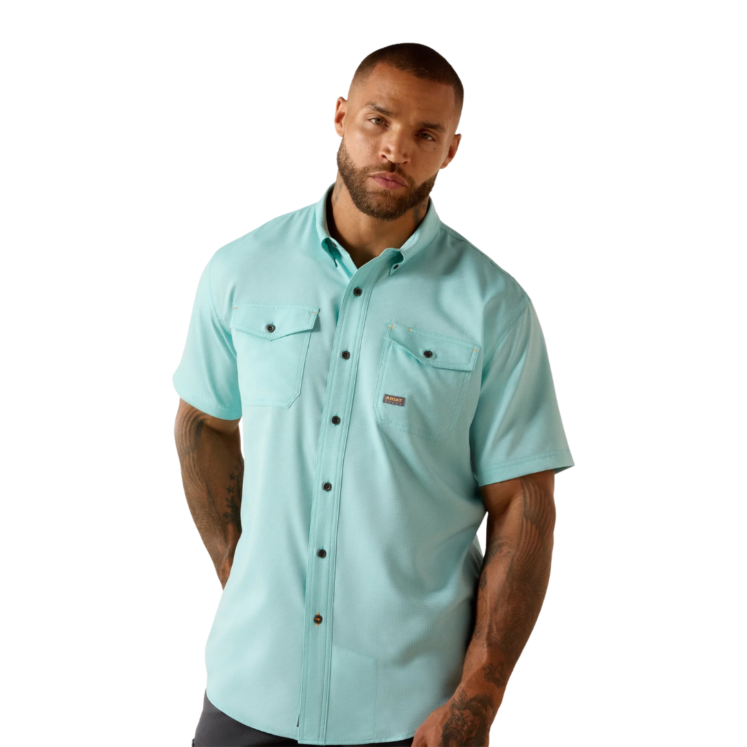 Ariat Men's VentTEK DuraStretch Work Blue Shirt