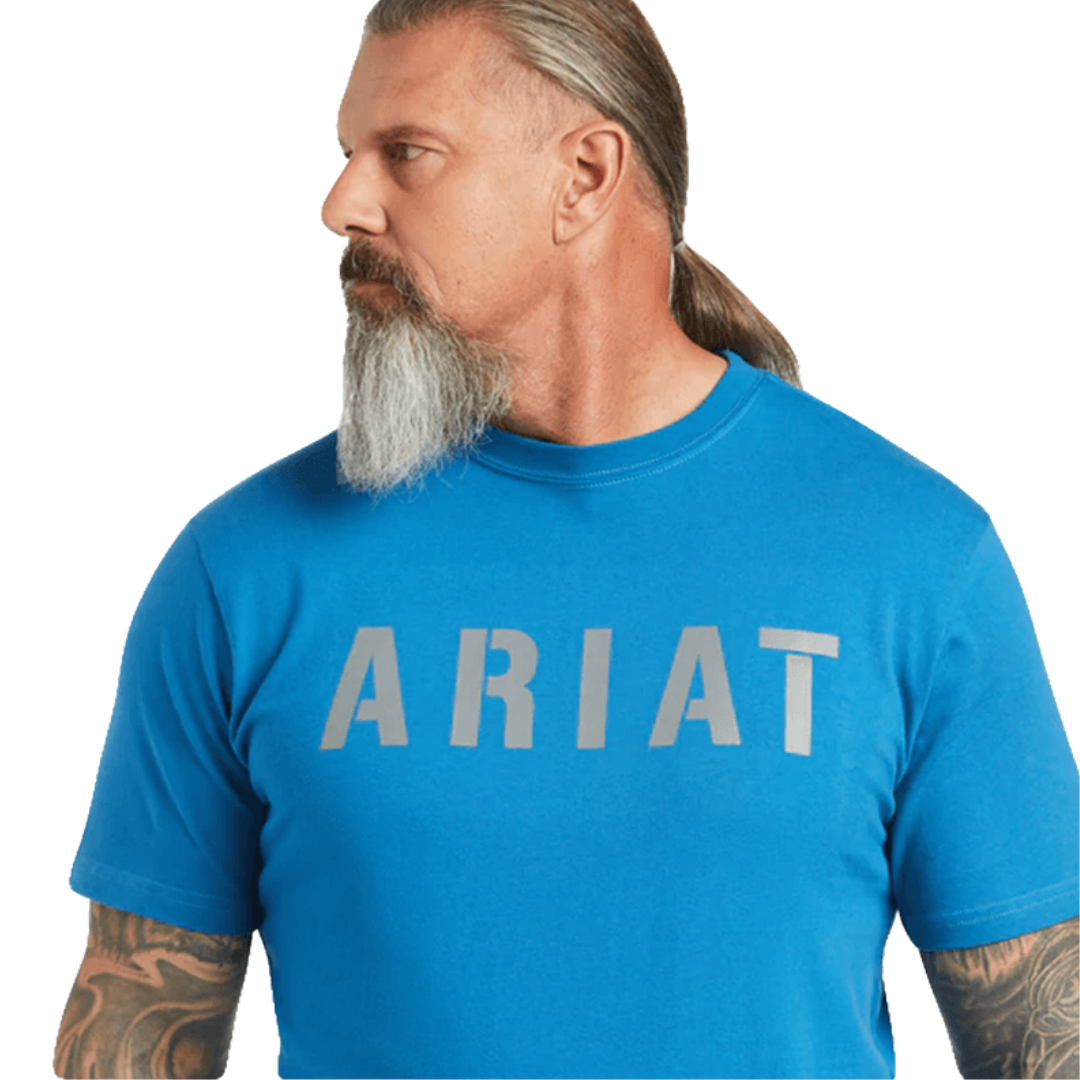 Ariat Men's Rebar Cotton Strong Block Deep Water Tee Shirt