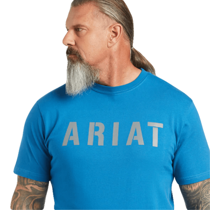 Ariat Men's Rebar Cotton Strong Block Deep Water Tee Shirt