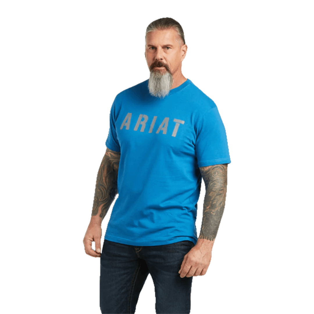Ariat Men's Rebar Cotton Strong Block Deep Water Tee Shirt