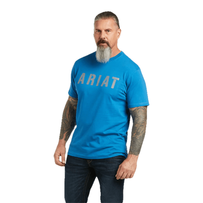 Ariat Men's Rebar Cotton Strong Block Deep Water Tee Shirt