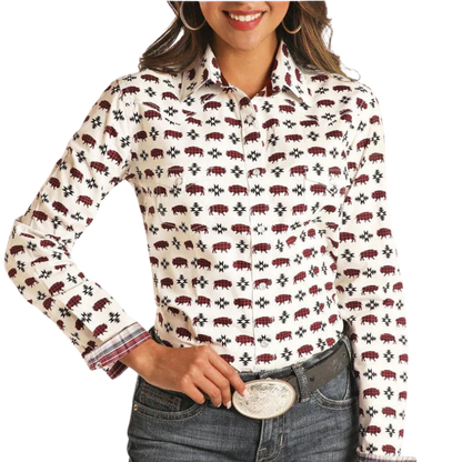 Panhandle Women's Rough Stock Striped Multicolor Western Snap Shirt