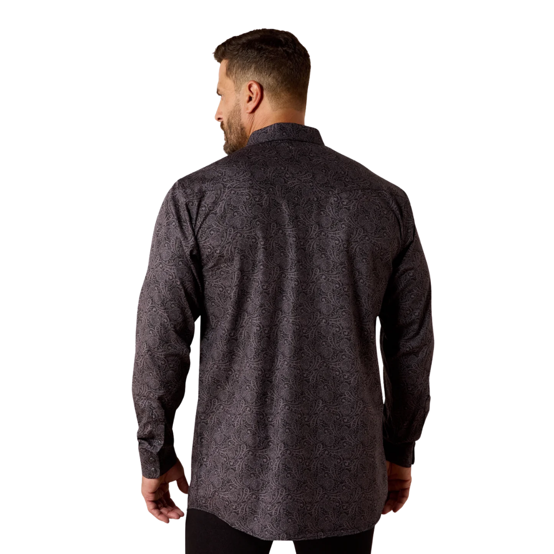 Ariat Men's Fitted Snap Black Paisley Shirt