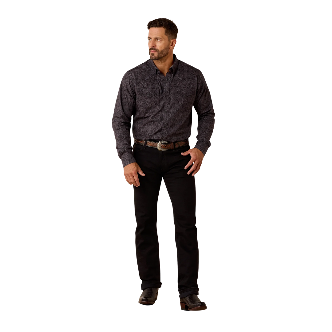 Ariat Men's Fitted Snap Black Paisley Shirt