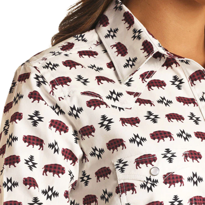 Panhandle Women's Rough Stock Striped Multicolor Western Snap Shirt