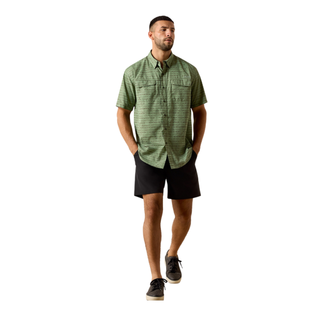Ariat Men's Outbound Print Polo Green Shirt