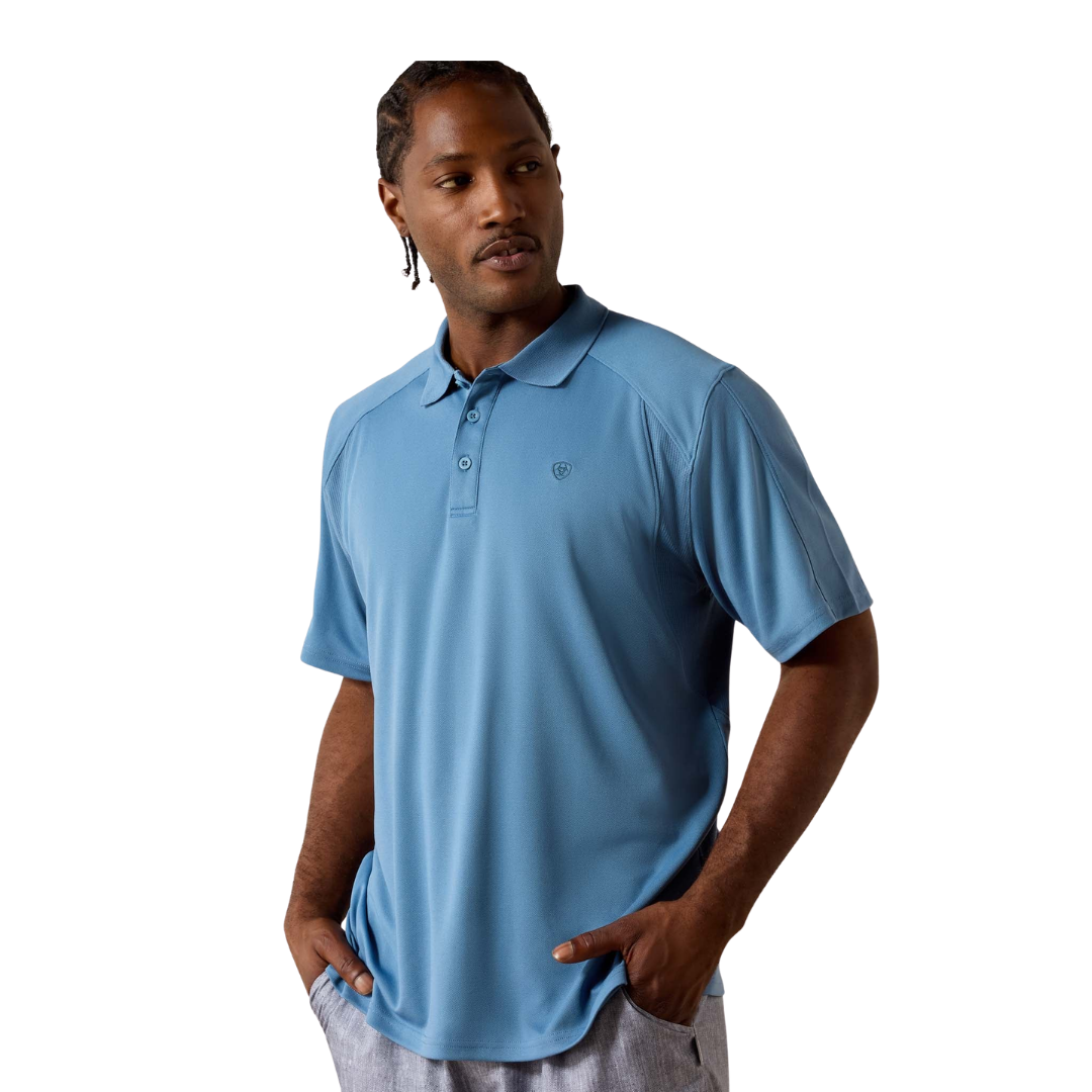 Ariat Men's Polo Captains Performance Blue Shirt