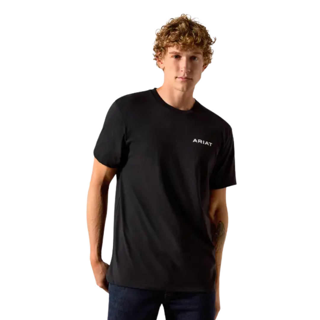 Wrangler Men's Ariat Stipple Steer Fit Black Tee Shirt
