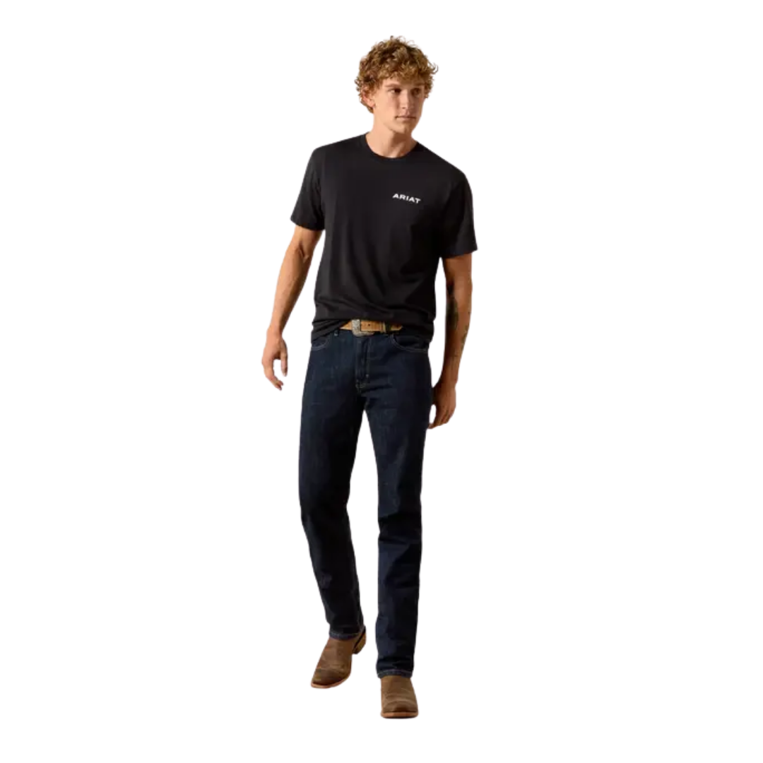 Wrangler Men's Ariat Stipple Steer Fit Black Tee Shirt