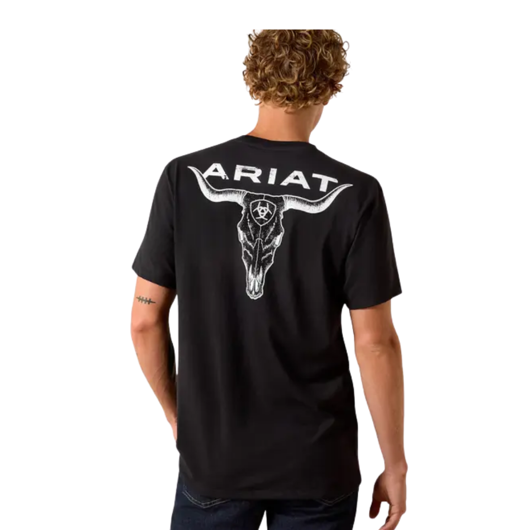 Wrangler Men's Ariat Stipple Steer Fit Black Tee Shirt