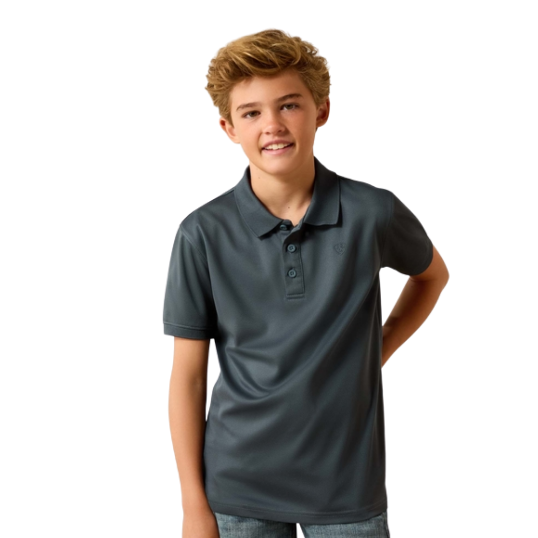 Ariat Youth Boy's Tek Polo Dark Slate Polo Grey Shirt