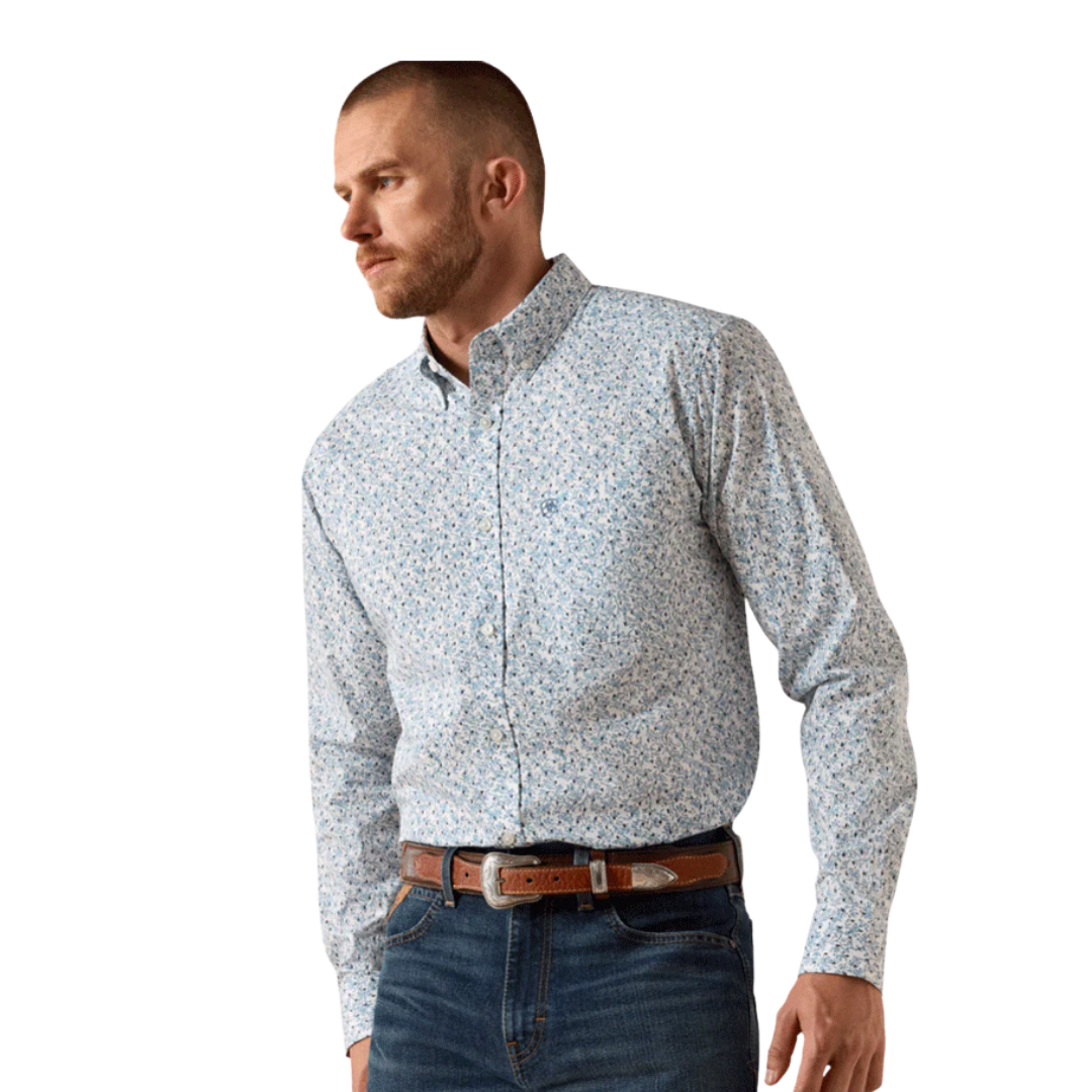 Ariat Men's Jennings Fitted Long Sleeve Floral Blue Shirt