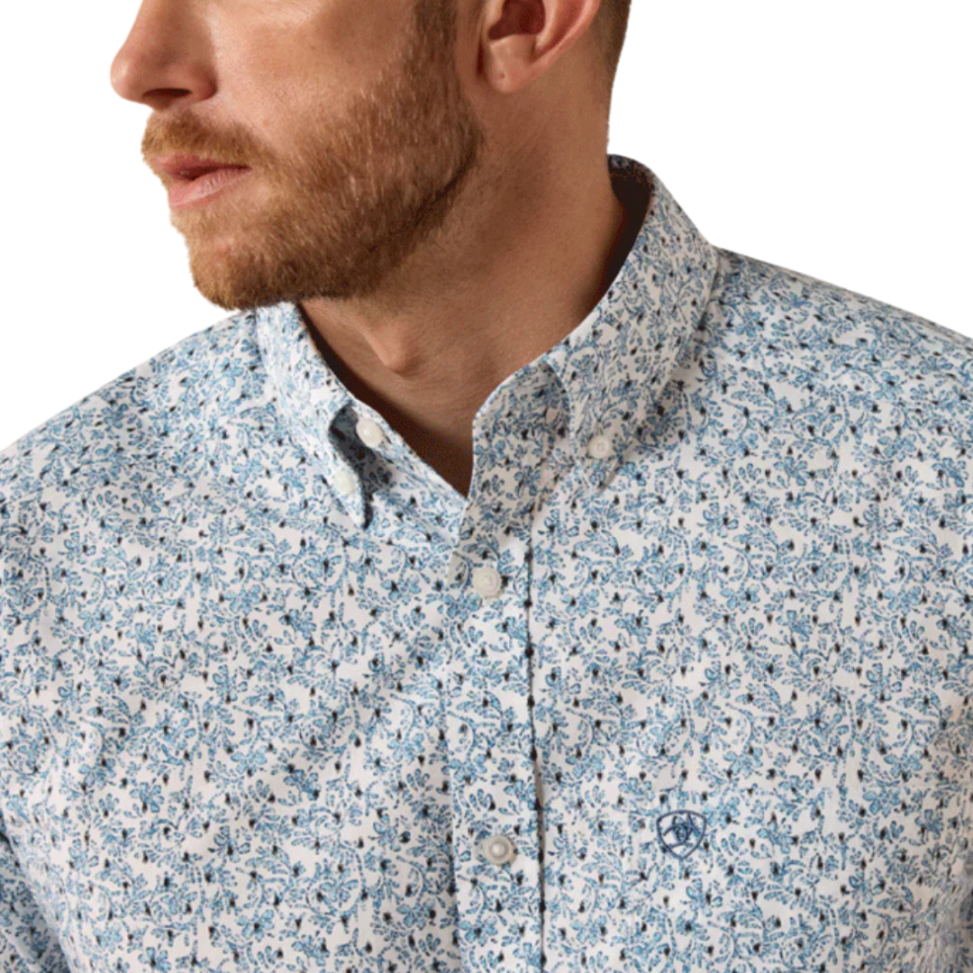 Ariat Men's Jennings Fitted Long Sleeve Floral Blue Shirt