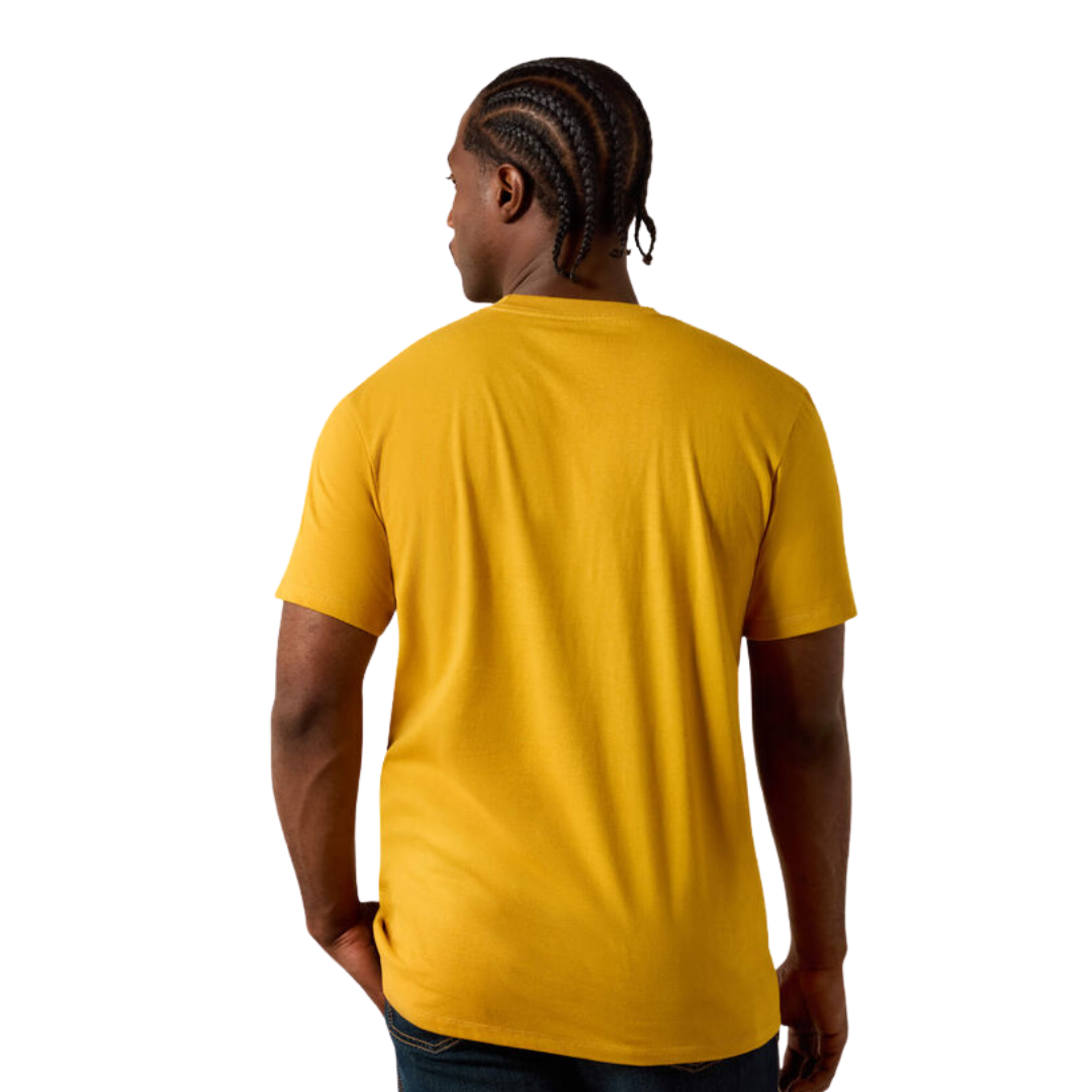 Ariat Men's College Bronc Chai Tea Yellow Tee Shirt