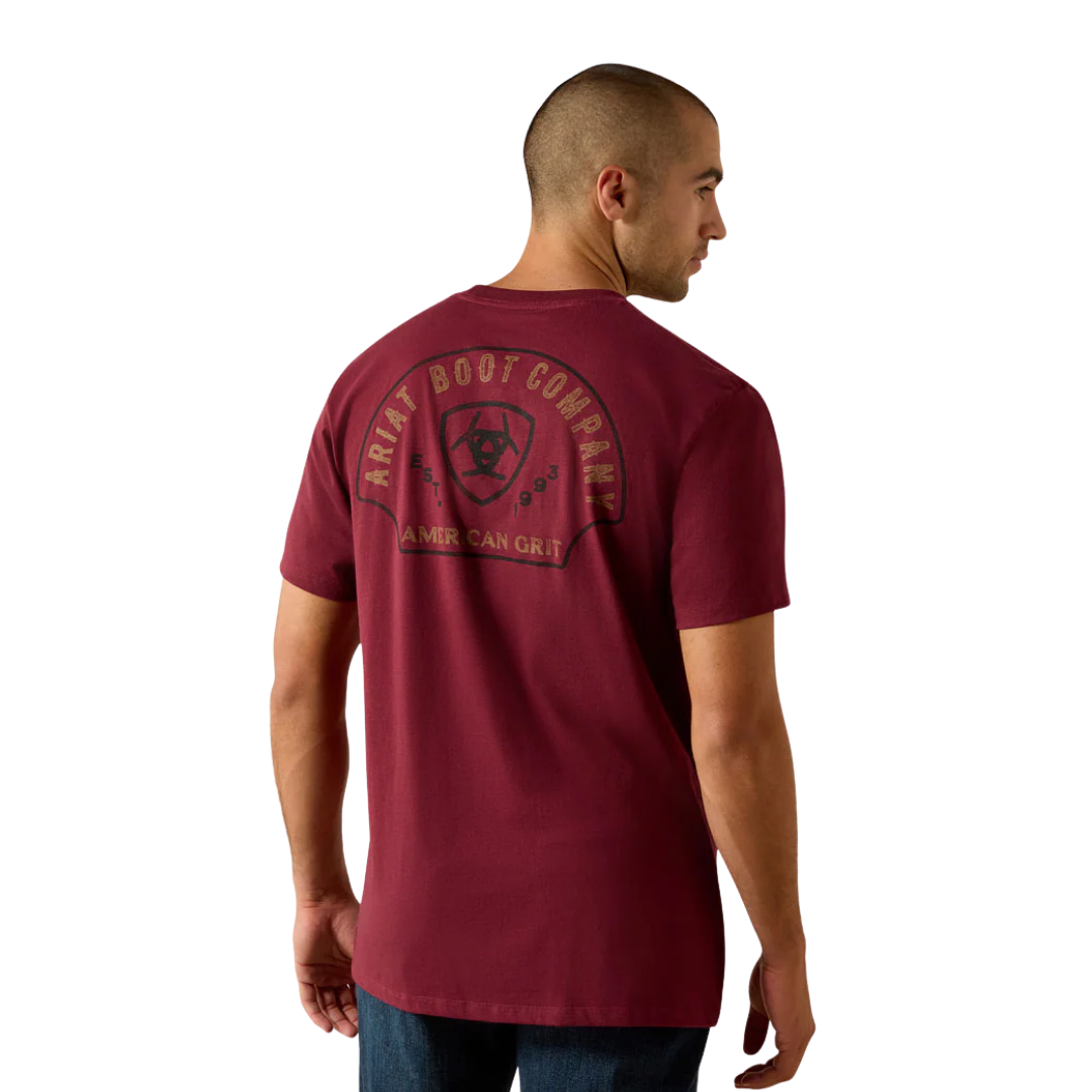 Ariat Men's Shell Game Classic Fit Maroon Red Tee Shirt