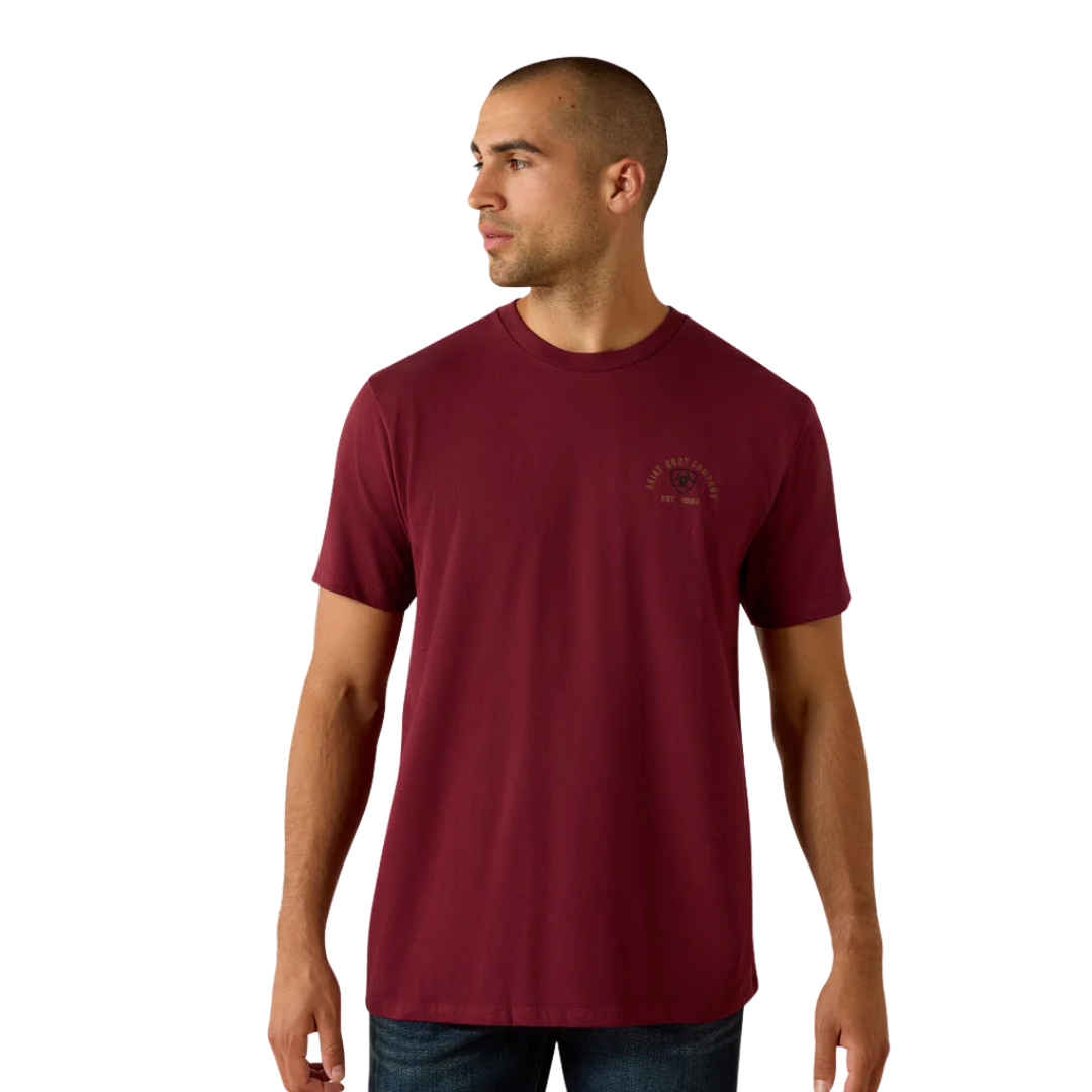 Ariat Men's Shell Game Classic Fit Maroon Red Tee Shirt
