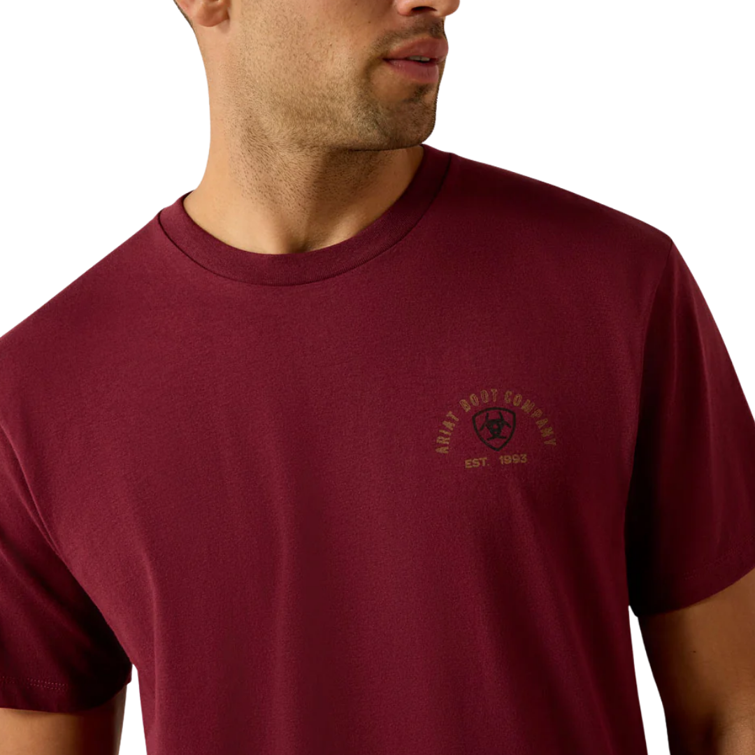 Ariat Men's Shell Game Classic Fit Maroon Red Tee Shirt