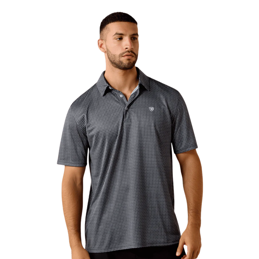 Ariat Men's All Over Print Polo Sky Rocket Grey Shirt