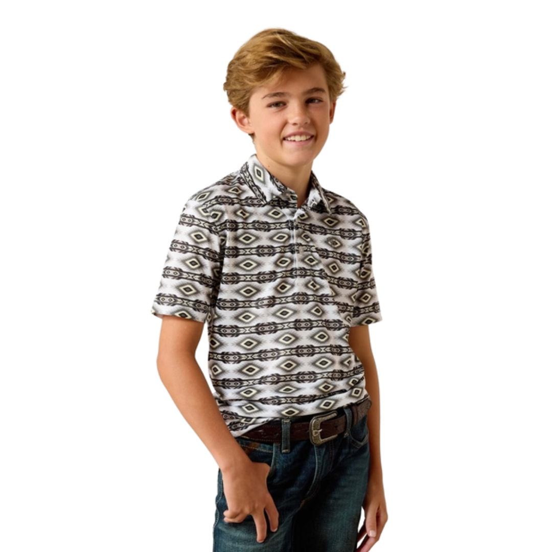 Ariat Youth Boy's All Over Print Pristine White Shirt