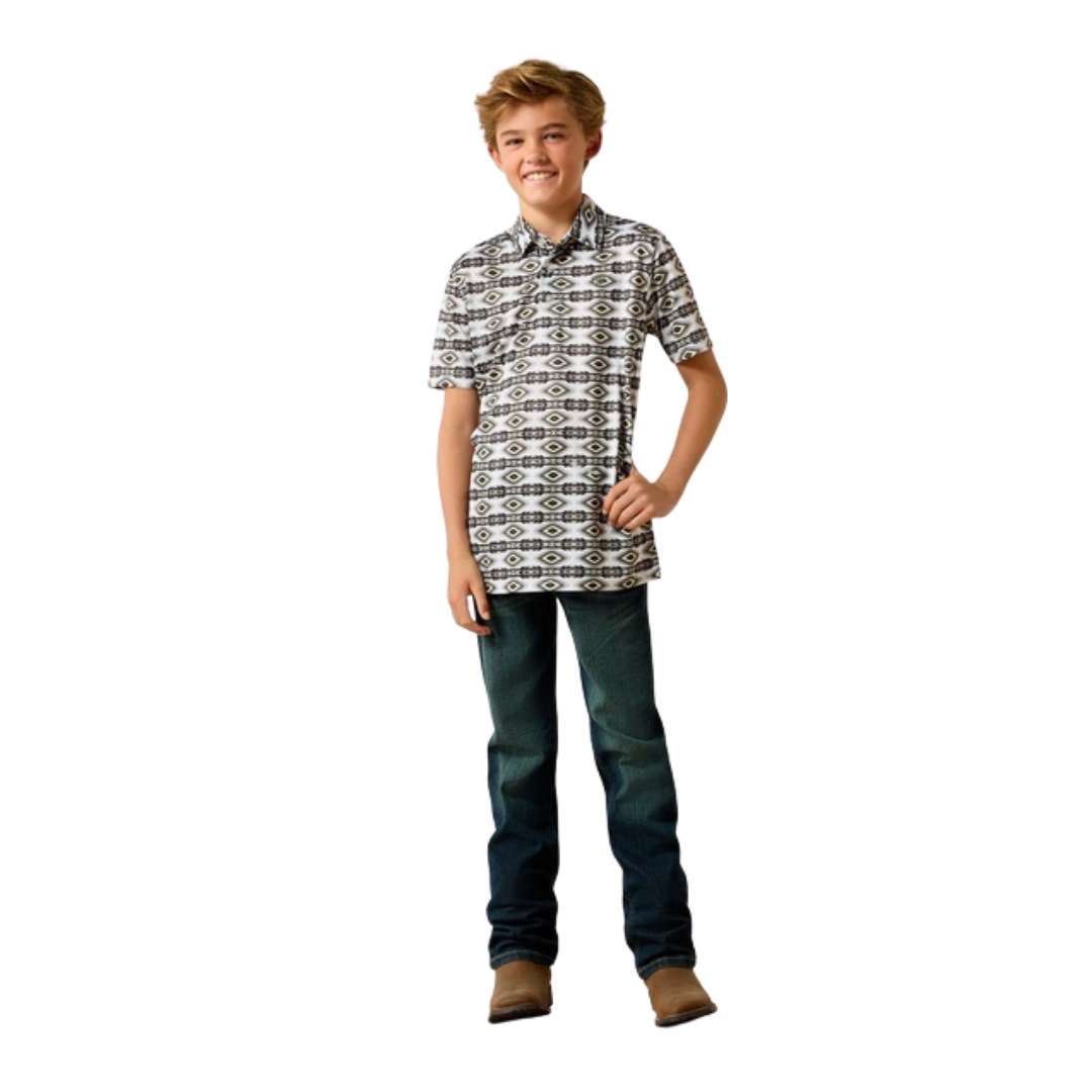 Ariat Youth Boy's All Over Print Pristine White Shirt