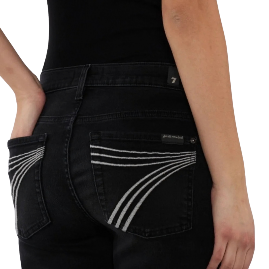 7 for all mankind Women's Wide Leg Black Jeans Trousers