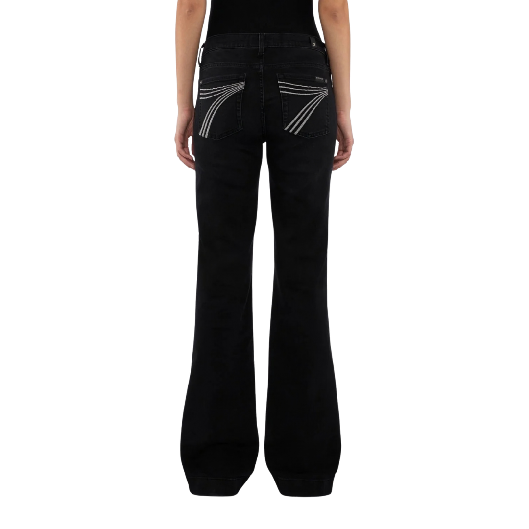 7 for all mankind Women's Wide Leg Black Jeans Trousers