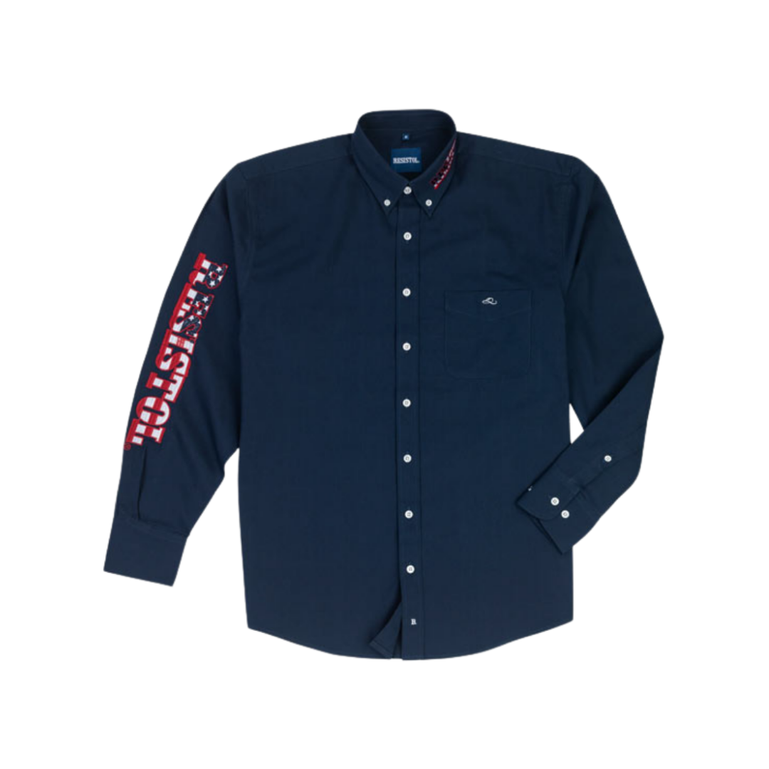 Resistol Men's Usa Logo Embroidered Navy Shirt