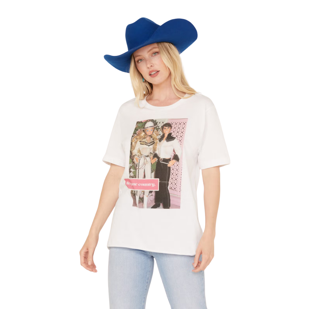 Gina Tee Women's Gone Country Sparkle White Tee Shirt