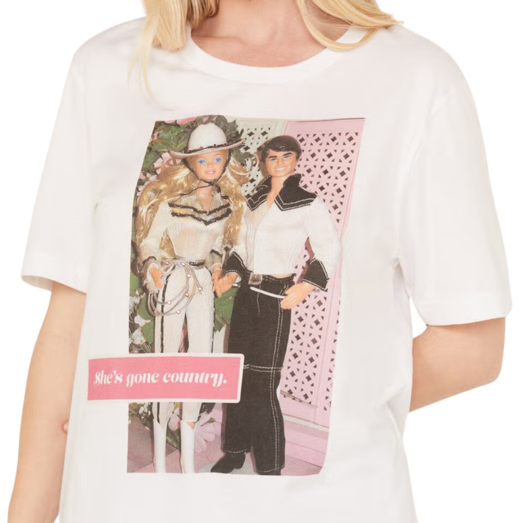 Gina Tee Women's Gone Country Sparkle White Tee Shirt