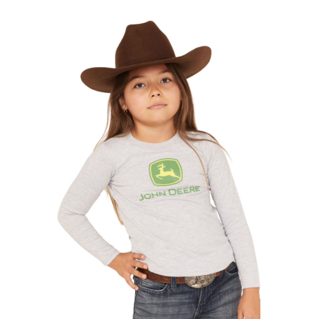 John Deere Toddler Girl's Glitter Grey Tee Shirt
