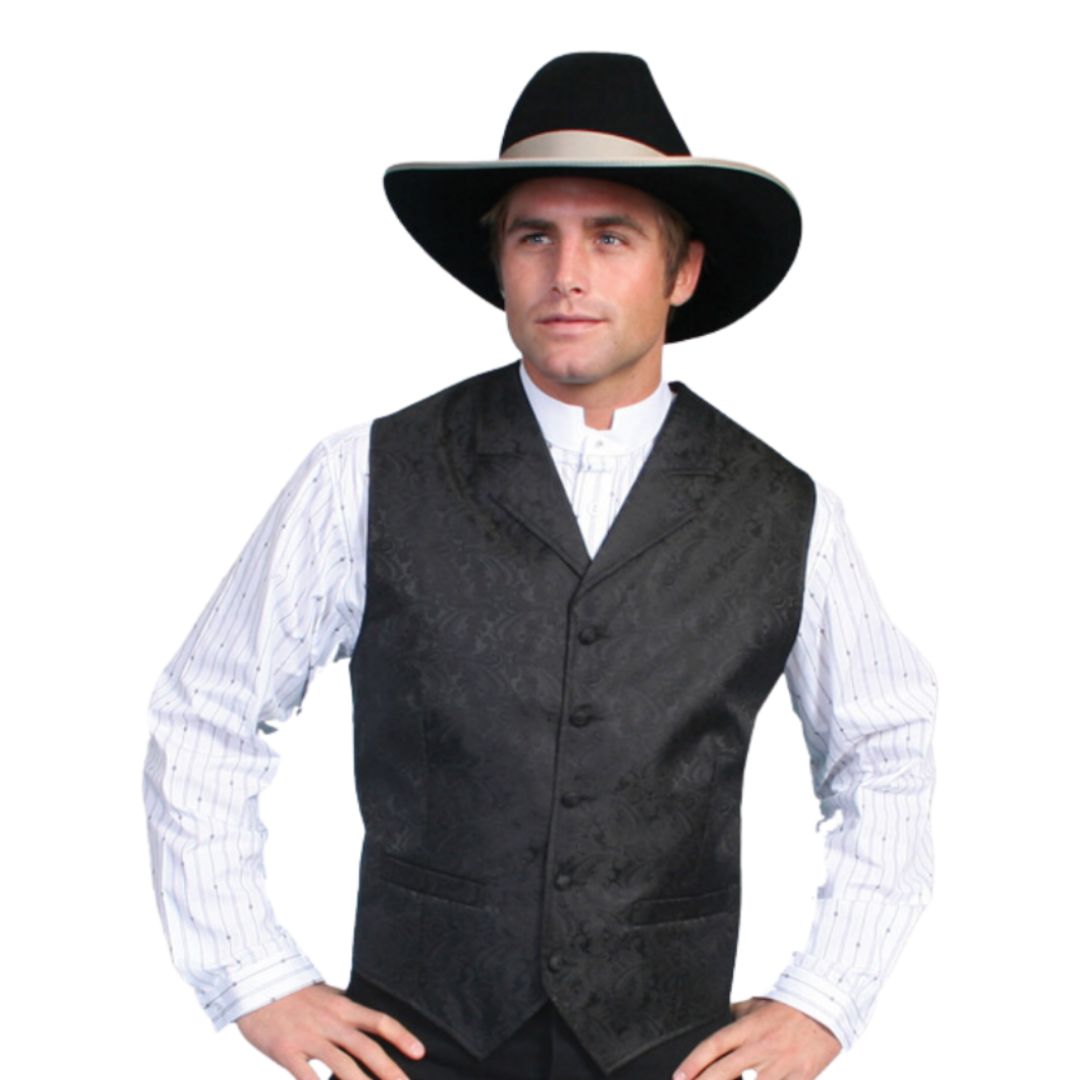 Scully Leathers Men's Paisely Black Vest