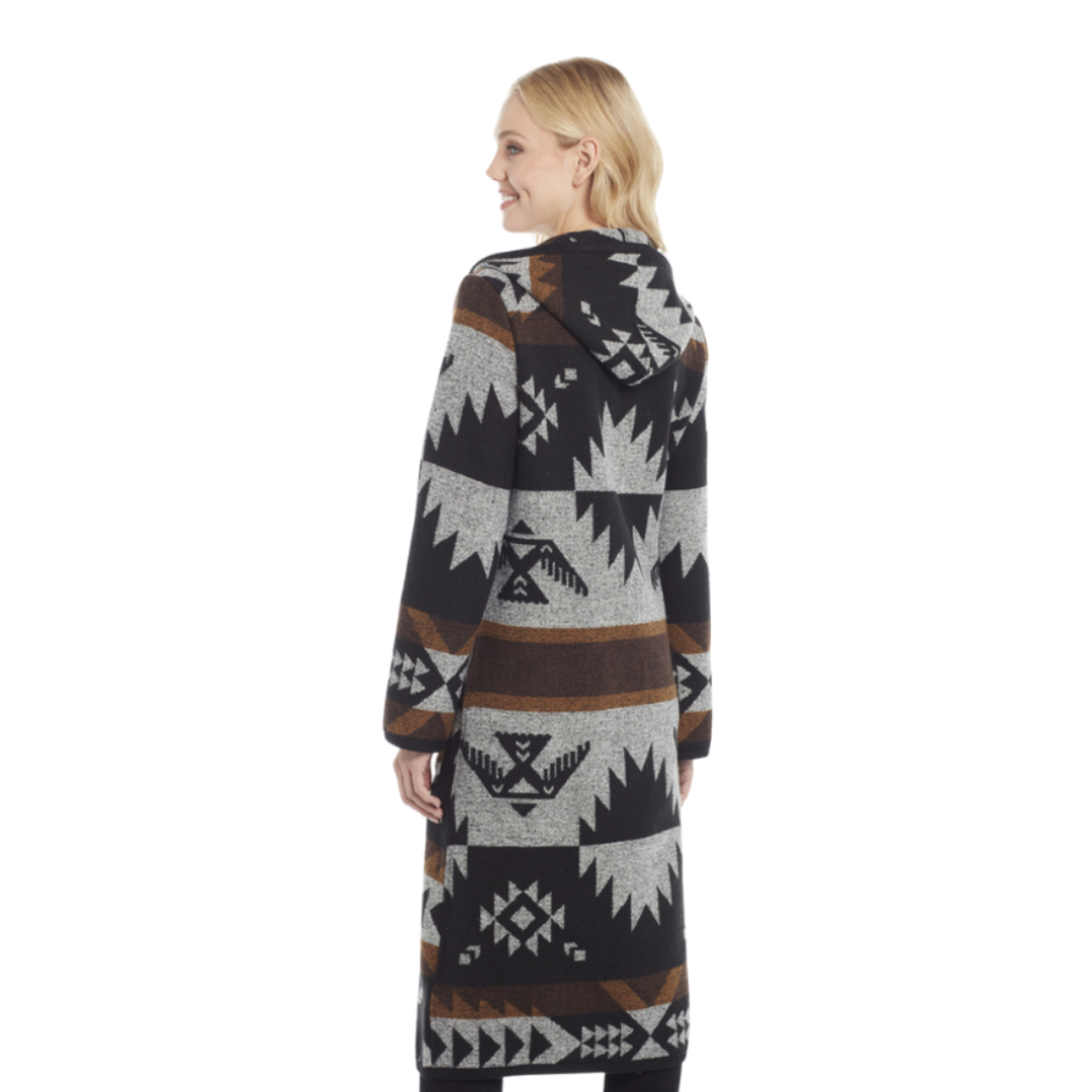 Sidran Women's Button Front Navajo Blanket Duster Multicolor Jacket