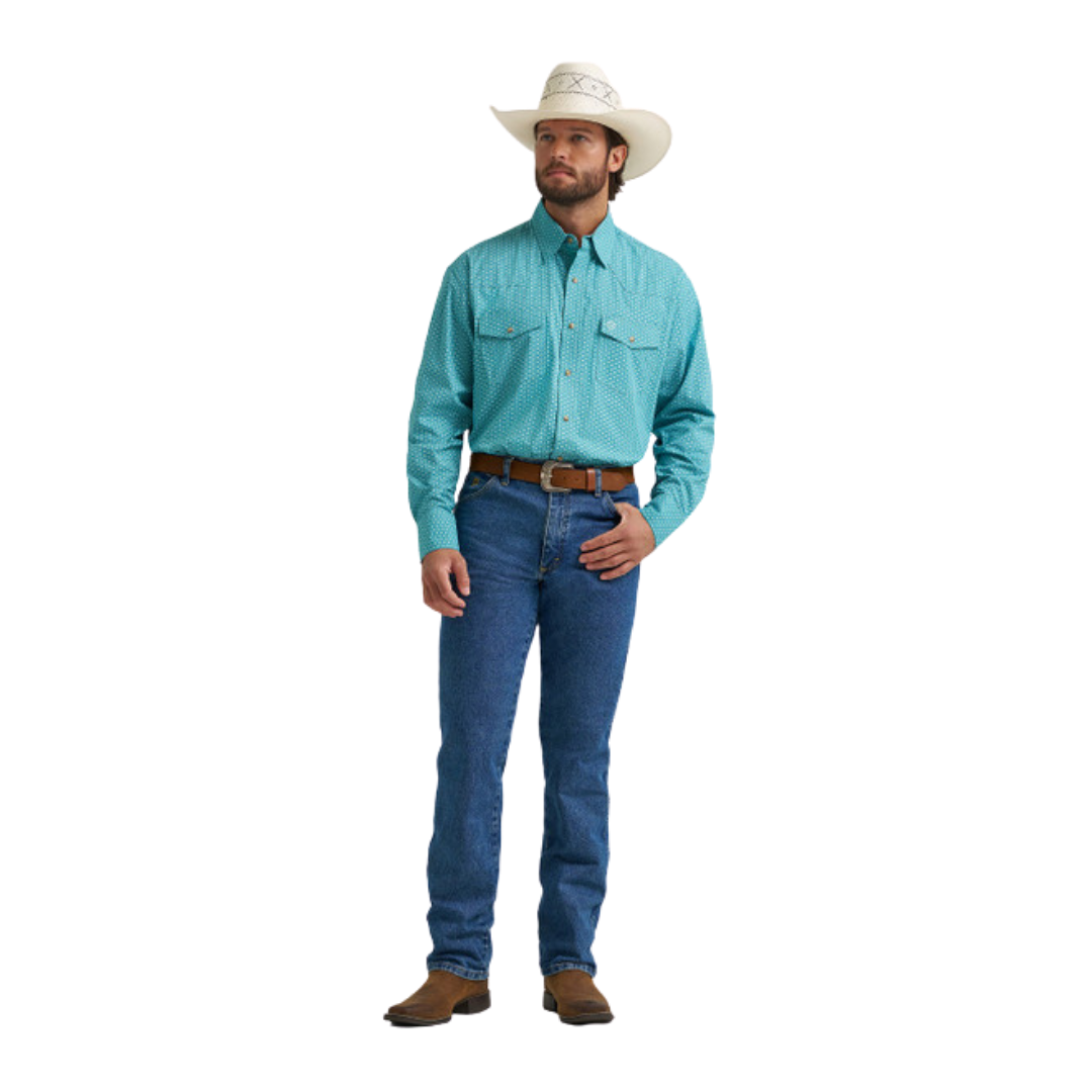 Shop Wrangler Men's George Strait Troubadour Teal Shirt