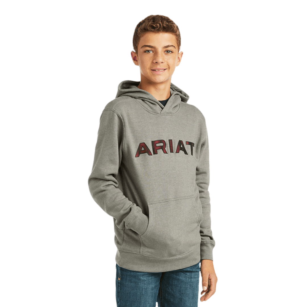 Ariat Youth Basic Charcoal Raised Logo Hoodie Sweatshirt