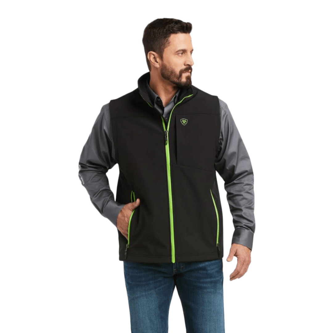 Ariat Men's Logo 2.0 Black & Green Trim Softshell Vest