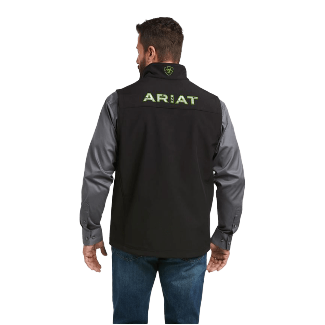 Ariat Men's Logo 2.0 Black & Green Trim Softshell Vest