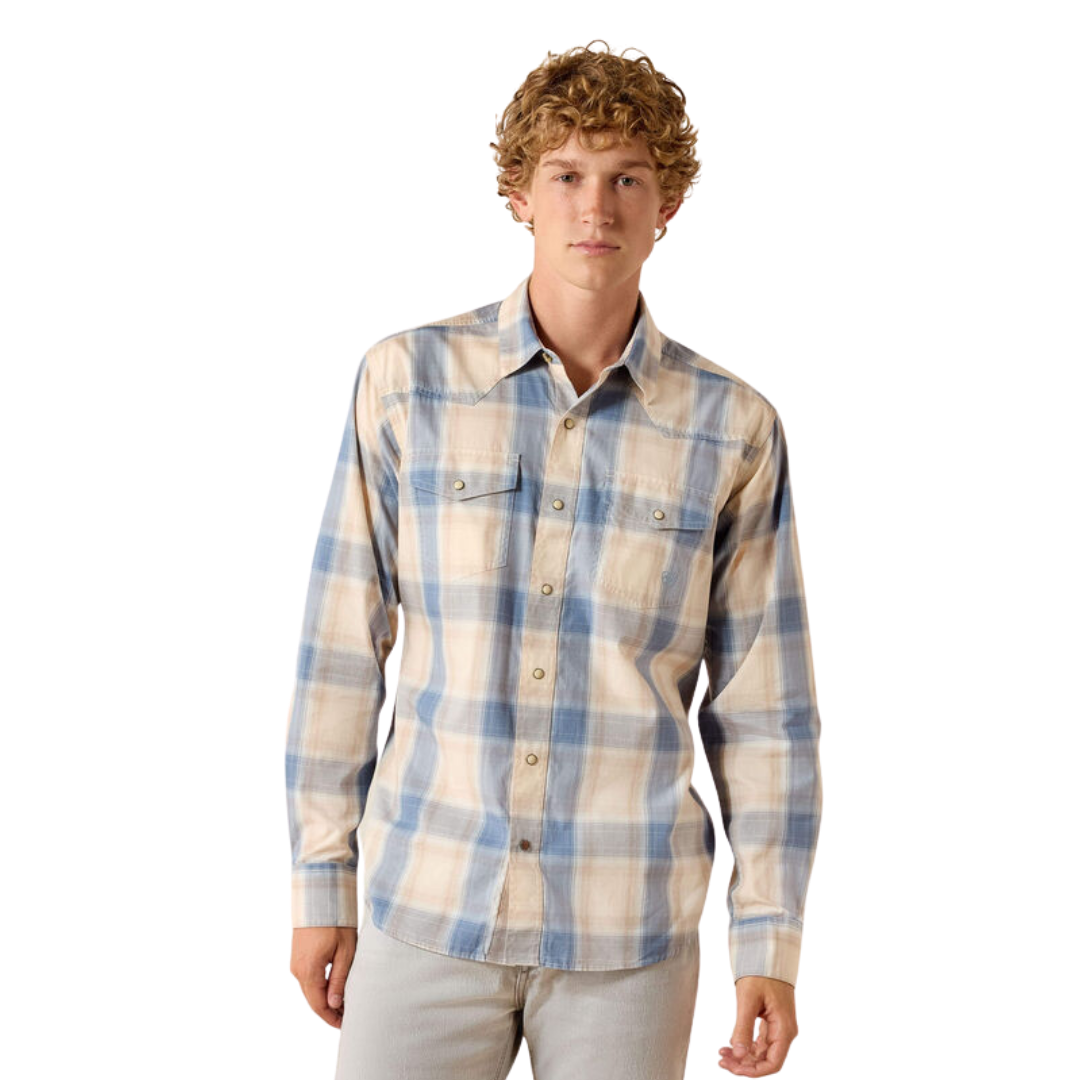 Ariat Men's Retro Horace Fitted Sandshell Plaid Multicolor Shirt