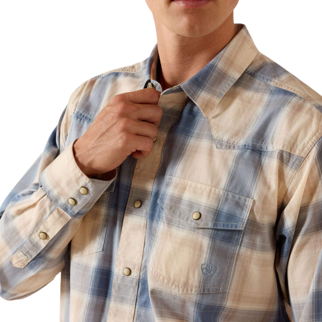 Ariat Men's Retro Horace Fitted Sandshell Plaid Multicolor Shirt